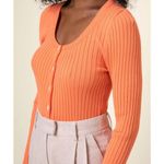 FRNCH NWT Paris Women's Orange Cardigan Sweater Medium Long Sleeve Casual Photo 1