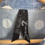 Seven 7 Womens Button Up Shirt Size S Chambray‎ Denim Top Polka Dot Long Sleeve Photo 2