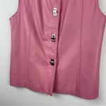 Vintage Lamb Leather Vest Sz Large Pink Turn Lock Knit Back Photo 6