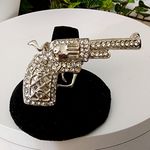 Silver Statement Ring Pistol Gun With Cubic Zirconia Stones Photo 0