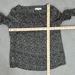 Loft Ann Taylor  Printed Pullover Blouse Cream Black Medium Long Sleeve Photo 10
