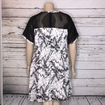 ASOS  Curve NWT Size 16 Black & White Marble Print Elastic Waistline Dress Photo 4