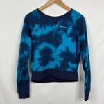 Champion  Tie Dye Crop Campus Sweatshirt Blue Long Sleeve Women's Size S Photo 2
