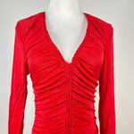 Farm Rio NWOT  V Neckline Ruched Red Maxi Dress Long Sleeves Size XL Photo 2