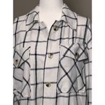 NEW Ashley Plaid Shacket Womens M Button Overshirt Cotton Blend White Black Size M Photo 2
