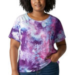 Maurice's  XL Top Handmade Tie Dye Purple Pink‎ Blue Short Sleeve Boho Hippie 1041 Photo 0