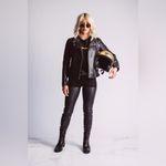 ATWYLD Leather Front Motorcycle Jeans / Pants Shred Black 26 Photo 2