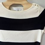 Misook  Collection Size Small Black Ivory Striped Knit Short Sleeve Top Cropped‎ Photo 1
