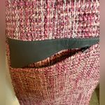 WORTH‎ pink tweed sheath dress, grey leather trim, sleeveless, back zip. 4 Size 6 Photo 3