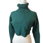 House Of Harlow 1960 Green Ribbed Turtleneck Cropped Sweater Small Holiday Party Photo 2