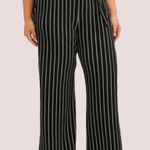 Terra & Sky 🌷Nwt!  black wide leg pants with white stripes and tie waist! Photo 3