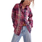 Free People Nordic Chill Plaid Cotton Shirt Jacket Size Medium NWT Photo 2