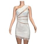 Michael Costello  x REVOLVE Rochelle One Shoulder Lace Mini Dress, Ivory, Small Photo 6