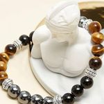 Natural Tiger Eye Hematite Obsidian Bracelet For Men & Women 8 mm Photo 4