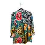 John Mark  Hawaiian Jungle Floral Animal Print Long Sleeve Button Blouse Large Photo 3