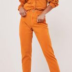 Missguided High Waisted Raw Hem  Orange Jeans Photo 0