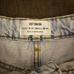 Cotton On  Mom Jean High Rise Light Wash Blue Jean Shorts Frayed Hem Casual Photo 1