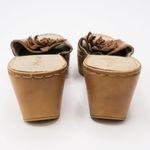 Vintage 90s Mariella Brown Leather Flower Wedge Sandals Size 9 Photo 7