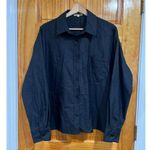 Womens Djerf Avenue Button Up Boxu Organic Cotton Minimalist Black Shirt Medium Photo 0