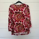 Chico's Chico’s Women’s 3 Patterned Vneck Stretchy 3/4 Sleeve Top Blouse Photo 2