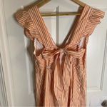 Skies Are Blue Striped Orange & White Maxi Dress V-Neckline Size Large ruffle Photo 4