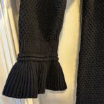 Loft Women Black Knit Sweater Bell Sleeve Textured Crew Neck Size S Photo 5