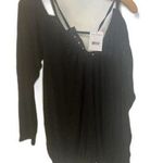 Free People NWT $168   BLACK LONG SLEEVE SHOULDER CUT OUT BLOUSE M (L10) Photo 0