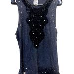 Vocal  Gray Tank Top Studded Gothic Thermal knit Sz L USA Fairy Grunge Whimsygoth Photo 0