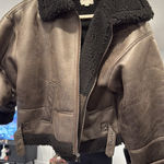 The Loft  Crackle Fur Suede Sherpa Jacket Photo 0