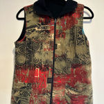 Paisley & Sage Sz: S Abstract Colorful Full Zip Reversible Vest w/pockets. Red Photo 0