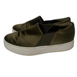 Vince . Warren Slip-On Platform Sneaker Olive Green Satin Size 9.5 Photo 4