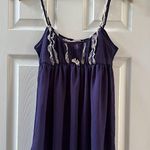 Victoria's Secret  Navy Blue Cream Lace Chiffon Babydoll Slip Cami Photo 0