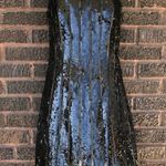 BCBGMAXAZRIA Black Stripe Sequin & Tulle Mini Dress Sz 4 Little Black Dress Photo 0