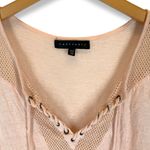 Sanctuary | XS | 100% Linen Pink Mesh Shoulder Lace Up Collar Tank Photo 1