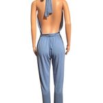 SheIn blue plunge halter neck wide leg jumpsuit XL Photo 3