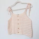 American Eagle  Womens Top Size S Pink Crochet Knit Button‎ Tank Cottage Summer Photo 3