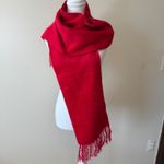Alpaca Camargo Red Scarf Fringe Peruvian Embroidered Peru Luxury Cozy Warm Photo 3