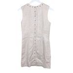 Cynthia Rowley Women's Sleeveless Linen Cotton Shift Dress Beige Studded Size 2 Photo 1