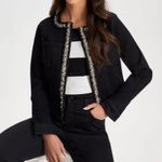 Monday Black Jeweled Denim Jacket Photo 0