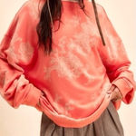 We The Free Free People Claasic Print Oversized Crewneck Coral Combo Photo 0