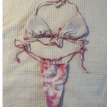 Pink White Tie Dye Bikini Large String Sexy Miami Beach Pool Swim Photo 2