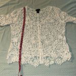 Say What? Questions by Say What white crocheted short sleeve cardigan floral size XL Photo 8