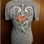 Harley Davidson 2011  V Neck Angel Wings Roses Y2K Style Shirt ( Medium ) Grunge Photo 0