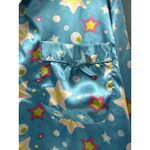 Vintage JOLIE Intimate Satin Collared‎ Pajama Top Size M Turquoise Stars Blue Size M Photo 5