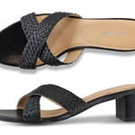 Salt + Umber Mallorca Black Braided Leather Slide Heels 10 Photo 0