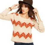 Maison Jules Cropped Zig Zag Knit Sweater Size Womens S Chunky Fall Boho Buttons Photo 0