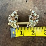 Vintage Signed Emmons Gold Topaz Citrine Color Rhinestone Big Clip Earrings Photo 6
