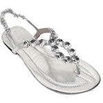 Silver Crystal Bling Rhinestone Flip Flops Size 8 Photo 0