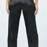 LIONESS NEW St Germain Pants Satin Black Floral High Rise Straight Leg Medium Photo 4