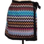 Reclaimed Vintage Wrap Mini Skirt Chevron Pattern Colorful Multicolored Retro 10 Photo 1